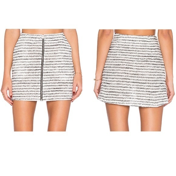 NWT BCBGeneration Striped Tweed Zip Skirt B & W 10 - Picture 1 of 11